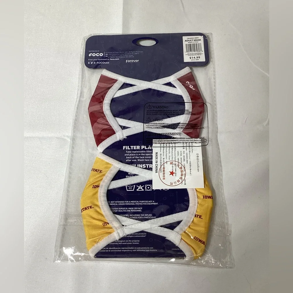 Foco Iowa State Set of 2 Adult Face Covers